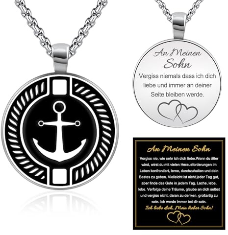 FANCIBAND Kette Herren Edelstahl mit Kompass/Anker Anhänger, Geschenke für Männer/Partner/Sohn/Jungen/Papa/Freund/Bruder
