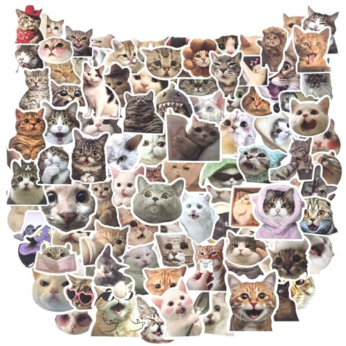 100pcs Assorted Colours Cartoon Cat Stickers, Waterproof Decals | PP Plastic Pieces with Irregular Shapes, Suitable for Glass, Plastic and Metal Surfaces, Ideal for Kids Teens Skateboard