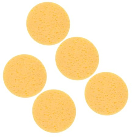 TOVINANNA Dischetti Struccanti Spugne Rotonde in Cellulosa Gialle 5 Pezzi per Pulizia Viso Delicata Donna Uso Quotidiano e Viaggio