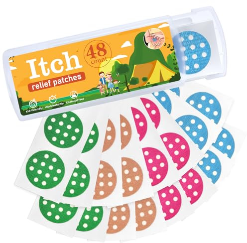 YARKOR Bug Bite Patches 48 Counts, Natural Itch Relief Stickers for Kids, Instantly Reduce Itching & Swelling After Bite - Prevents Scratching, Waterproof & Kid-Safe - Suction Tool Alternative