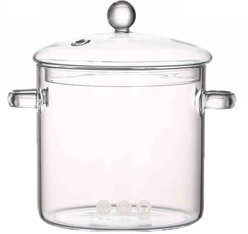 Peakjune Marmites à Soupe en Verre,Casserole en Verre avec Couvercle,Marmites À Mijoter Transparente,Marmites en Verre Universell,avec Double PoignéE,pour pâtes,pâtes,Soupe,Lait,thé et Salade