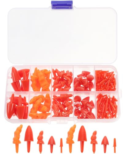 FOMIYES 160 Stück Weihnachts-Schneemannnasen Mit Aufbewahrungsbox Karottenförmiges Weihnachtsmann-Nasenzubehör Plastik-Spielzeugnasen Zum Basteln Von Schneemännern