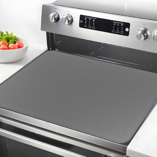 BATINO 71x50cm Grey Silicone Stove Top Cover, Hob Covers for Electric Cookers, Induction Hob Protector Mat for Ceramic Hob, Heat Resistant Glass Top Cover