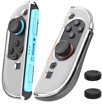 CHARM FOCUS Soft TPU Hülle für Nintendo Switch 2 Joycon Grip, Schutzhülle für Switch 2 Dockable Case, klare PC-Front, ergonomischer Griff für Switch 2 Joycons Hülle mit 2 Daumengriffen