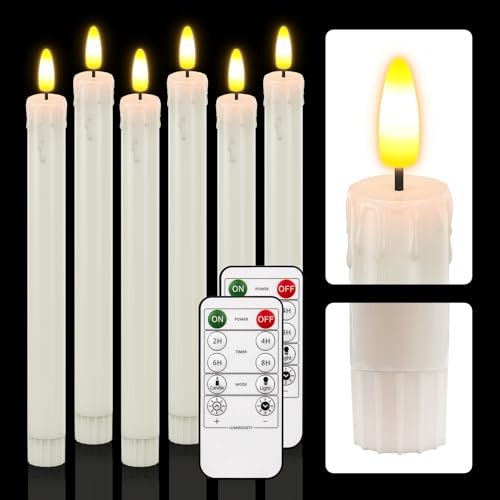 HL LED Stabkerzen mit Timerfunktion und Fernbedienung - 6 Stück 3D-Docht Flackernde Kerzen (2 x25 cm) Warmes Licht für Weihnachtsdeko, Zimmer Deko, Hochzeit und Party Weihnachtsdeko