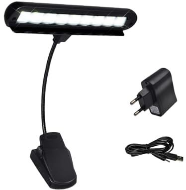 Gatuida Flexible Klemmleuchte für Notenständer LED Augenschutzlampe mit Kabel Professionelle Klavierbeleuchtung Tragbare Musiklicht für Lesen und Reisen