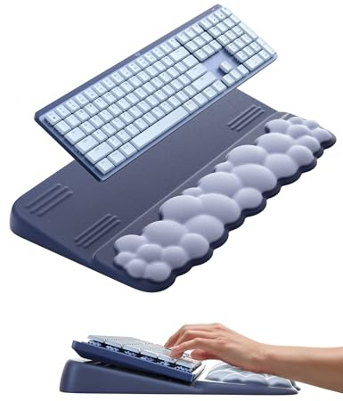 Vaydeer Keyboard Stand with Wrist Rest, Cloud Design, Memory Foam, Blue