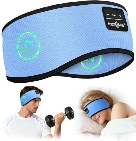 MUSICOZY Sleep Headphones Cooling Headband Headphones Bamboo Cotton | Comfortable Wireless Headphones W/ Ultra-Thin Speakers & 16Hrs Battery. Perfect For Side Sleepers, Yoga, Travel & Relaxation