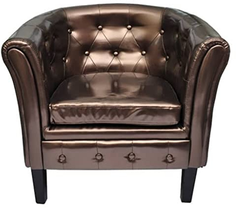 Yunovire Poltrona Club Marrone Similpelle Robusta Struttura in Legno Massimo 110kg Poltrona Lounge per Soggiorno Ufficio e Reception Design Elegante per Adulti