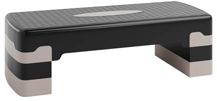 Ultasport Step de Aeróbic I Steps Fitness I Antideslizante, Ajustable en 3 Alturas I Stepper para Ejercicio en Casa, Stepboard, Stepbench 68 x 28 cm, Gris