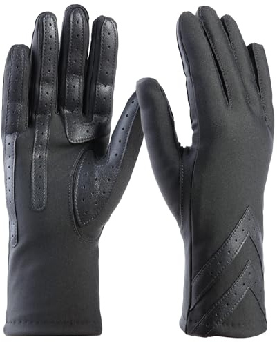 Isotoner Women's Spandex Touchscreen Cold Weather Gloves with Warm Fleece Lining and Chevron Details, smartDRI Charcoal, Large/X-Large
