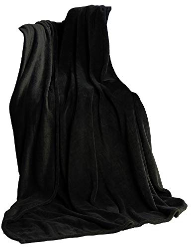 CelinaTex Flauschige XL Kuscheldecke 220 x 240 cm schwarz Decke Sofa Wohndecke weich Soft Mikrofaser Fleece Oeko-TEX TV-Decke