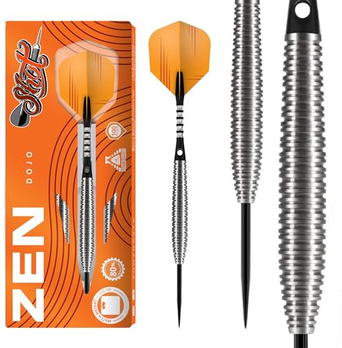 Shot! Darts Zen Dojo-Steel Tip Dart Set-Front Weighted-80% Tungsten Barrels