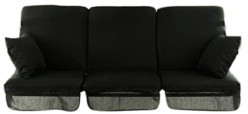PATIO Hollywoodschaukel Auflage 180 cm Rimini/Venezia 3 Sitzauflagen mit Seitenkissen Volant Gartenbankauflage schwarz