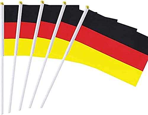 erbai - Mini bandiera della Germania con bandiera della Germania, 14 x 21 cm, confezione da 20