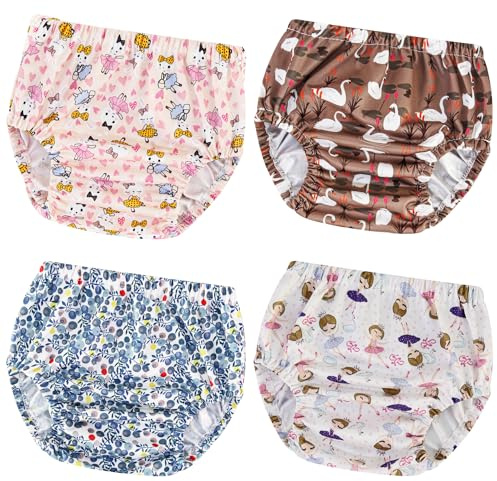 Joyo roy 4Pcs Plastic Diaper Covers for Girls Plastic Underwear for Potty Training Rubber Pants for Toddlers Swim Diaper Covers for Toddlers Clothing Cover 5T Rubber Underwear for Potty Training
