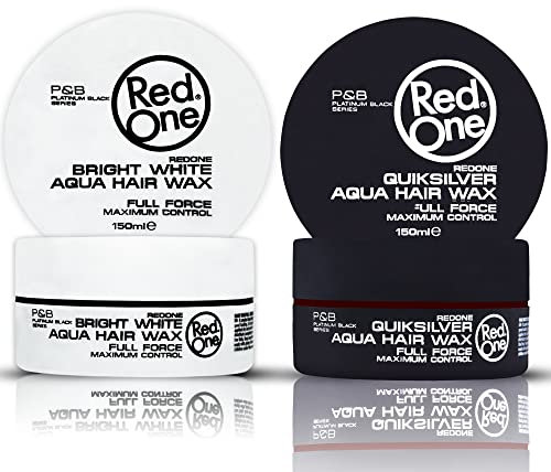 RedOne Cire Aquatique Coiffante Blanc & Gris 150 ml | Gelée | Maintien Supplémentaire | Pour Hommes et Femmes | Aspect Brillant Longue Durée | Parfum Cassis & Pêche | Lot de 2
