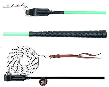 JA Horse JA0035 Kontaktstock mit Seil für Bodenarbeit, Grün, 100 cm | Training 100 / 120 cm, Bodenarbeitstick Reitstick Pferdestick Longiergerte Finesse Stick Carrot Stick Horsemanship