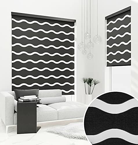 Premium DOPPELROLLO Welle SCHWARZ mit Alu Kassette (45x250 cm, Kassettenfarbe: Weiss)