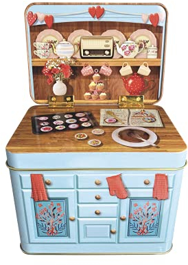 Scatola di Latta in stile retrò per la cottura professionale, cup cake, scatola per biscotti, conservazione, circa 14,5 cm x 10 cm x 10,5 cm