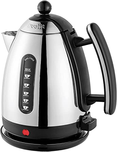 Dualit Caldera Lite -1.5L Caldera - Pulido con Borde Negro, Acabado Alto Brillo - Hervidor de agua de cocción rápida BPA libre
