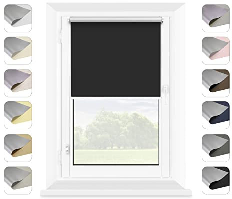 MARDOM Thermorollo - Rollo Ohne Bohren -Thermo Fenster Rollos für Innen - Modische Thermo Rollo - Stilvolle Rollo Innen Fenster (Schwarz,90x150 cm (Stoffbreite: 86))