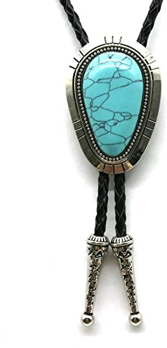 DELIGUO Bolo Ties Krawatte Für Herren - Antike Muster-Wasser-Tropfen-Türkis-Hängende Krawatten-Hemd-Zusätze, Europäisches Amerikanisches Männliches Weibliches Halsketten-Hochzeits-Geschenk