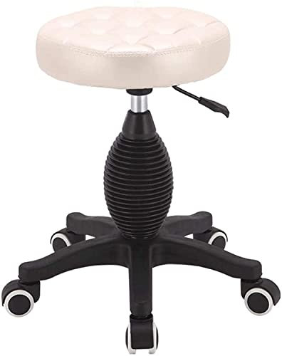 Hocker auf Rädern, Barhocker, Schönheitshocker, Drehhocker, Barstuhl, Arbeitshocker, Friseurstuhl, Heben drehen, Friseur, Make-up, Nagelkunst (Farbe: Weiß) Die neue
