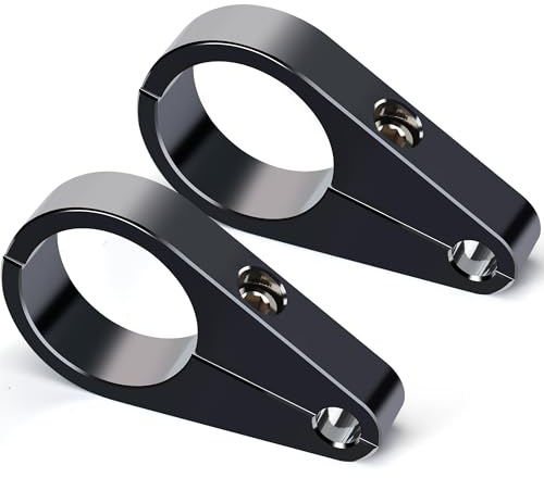 MoKitDora 1.5 Handlebar or Frame Mount Throttle Clutch Cable Clamp or Brake Line Clips for Harley 2 Pack, Black