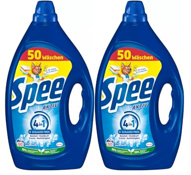 Spee Aktiv Gel Universal 4 + 1 Lessive liquide 100 WL (2 x 50 lavages) Formule 4+1 allie pureté, éclat, fraîcheur et durabilité, 20 °C à 95 °C