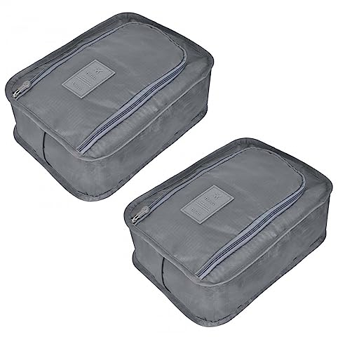 2 St Schuhtaschen Reise für Koffer, Reise-Schuhtasche mit Griff, Wasserfeste Staubdicht Schuhbeutel Nylon, Reiseschuhtasche, Schuhsack Shoe-Bag für Reise Zuhause-Aufbewahrung (Grau)