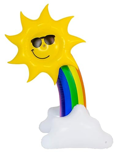 PoolCandy 5-Foot Giant Inflatable Rainbow Sprinkler – Sun Shower Backyard Water Toy for Kids & Adults, Garden Hose Splash Play for Summer Parties