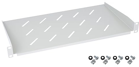 HMF 65499 Fachboden für Serverschrank | 19 Zoll | 1 HE | 250 mm Einbautiefe | Lichtgrau