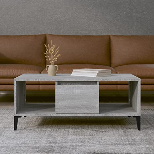 BUKSCYJS Wohnzimmertisch Klein,Truhentisch Couchtischcouchtisch Grau Sonoma 90x50x36,5 cm Holzwerkstoffgeeignet FüR Wohnzimmer, Neben Dem Sofa, Arbeitszimmer, Konferenzraum