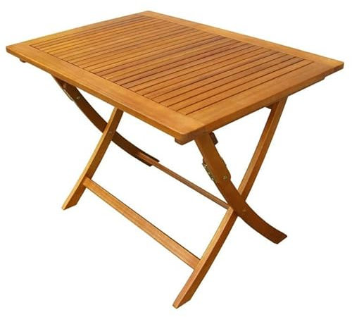 milani home Tavolo Rettangolare Pieghevole in Legno di Acacia 100x70 per Esterno Giardino Portico Ristorante Bar Hotel Albergo Agriturismo