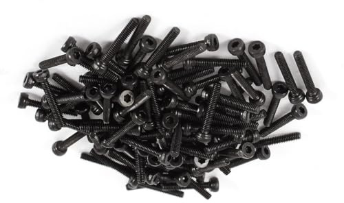 MACHSWON Set med 100 stycken sexkantsskruvar M2,5 x 12 mm, komplett gänga, 12,9 stållegering, svart oxidfinish, sexkantsuttag