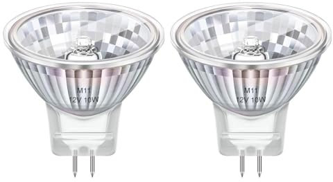 Blakapoo MR11 GU4 12V 10W Halogen Glühbirnen, GU4 Bi-Pin Sockel 30°Ausstrahlungswinkel, Dimmbarer Halogenstrahler Warmweiß 2800K, 35mm*35mm, Ersatzbirne für Glasfaser Weihnachtsbaum, 2er Pack