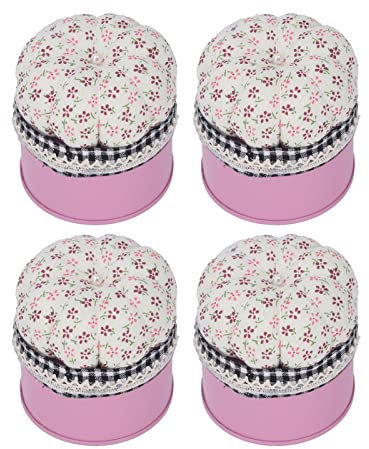4er-Pack Nadelkissen mit Box, kürbisförmige Nadelkissen, Nadelkissenbox, niedliches kleines Nadelkissen, Quilt-Nadelkissen-Set, Nadelkissenbox für das tägliche Nähen, Rosa