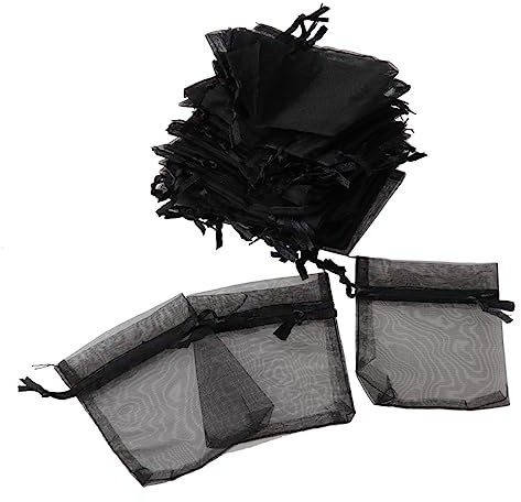 Beaupretty 50 Stück Organza-schmuckbeutel mit Kordelzug 7 X 9 Cm Geschenkbeutel Hochzeitsgeschenkboxen Schwarz für Partys und Hochzeiten