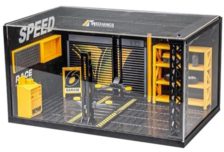 MagiDeal 1/24 Diorama Car Garage Repair Shop Model, Decorative Diorama Car Showcase, Garage Scene Layout, Miniature Simulation DIY Toy