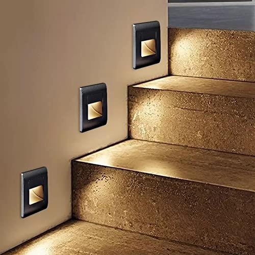 TOPINCN 6 Pezzi Segnapasso LED per Interni Esterni, 1.5W 3000K Bianco Caldo Segnapasso LED da Incasso Luce Scale Luce Notturna Illuminazione Soffusa Lampada Segnapasso Incorporata per