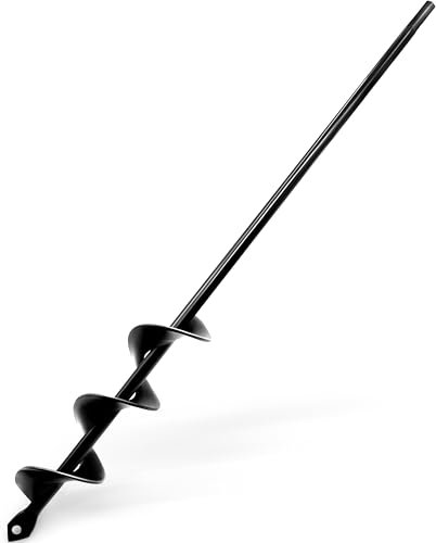 Auger Drill Bit for Planting 4x42cm,Bulb Planters Planting Auger, Garden Auger Spiral Drill Bit Garden Planter Auger Post Hole Digger for 3/8” Hex Drive Drill Solid Shaft,Blcak