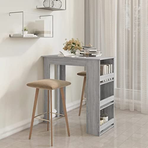 BOWEKAM Home & Garden-Bar-Tisch mit Ablage, Grau, Sonoma, 102 x 50 x 103,5 cm, Holz-Möbelwahl