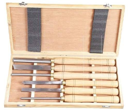 MYUYEE Herramienta para Esculpir Madera 6 Piezas cincel para Torno Herramienta para torneado de Madera Herramienta para tallar Madera Madera + Acero 250 g,