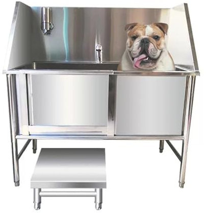 Baignoire de toilettage Professionnelle en Acier Inoxydable pour Chiens de Compagnie, Station de Lavage extérieure pour Chiens, Grande Baignoire pour Chiens, Porte coulissante pour Grands ch