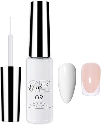 White Gel Nail Polish Liner - French Nail Art Design, UV-Curable Color Gel for Fine-Tip Nail Liner, Women's DIY Home Salon