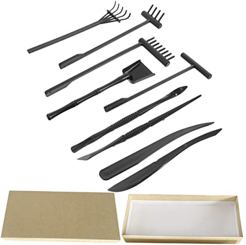 DIYEAH Mini Rastrillo de Jardín Zen 9 Piezas de Plástico para Decoración | Formas Variadas, Ligero Tamaño Mini, Accesorios para Composiciones y Casas en Miniatura