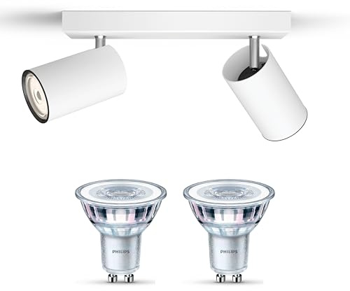 Philips Kosipo Aufbaustrahler (Weiß) - 2-Flammig - Nicht dimmbar | Deckenstrahler - GU10 - Warmweiß