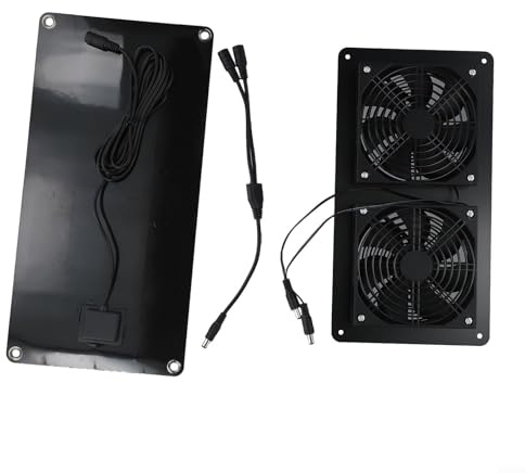 Solar Power 30 W 12 V Ventilateur solaire double ventilateur avec panneau solaire pour serre, poulailler, abri de jardin, grenier, système de ventilation IP65 étanche avec câble DC, panneau solaire