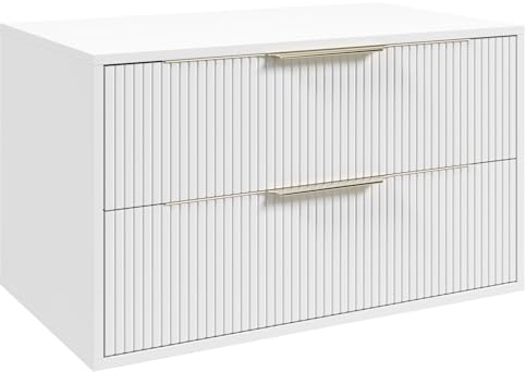 Badplaats Waschbeckenunterschrank Rimini 80 x 46 cm Weiß Matt - Hängender Badezimmerschrank mit 2 Schubladen